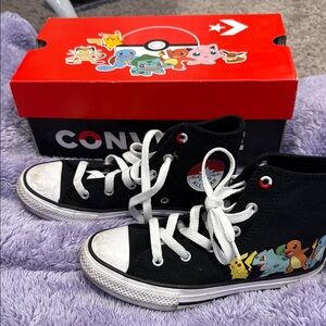 Converse Black High-Top Sneakers with Pokémon Design
